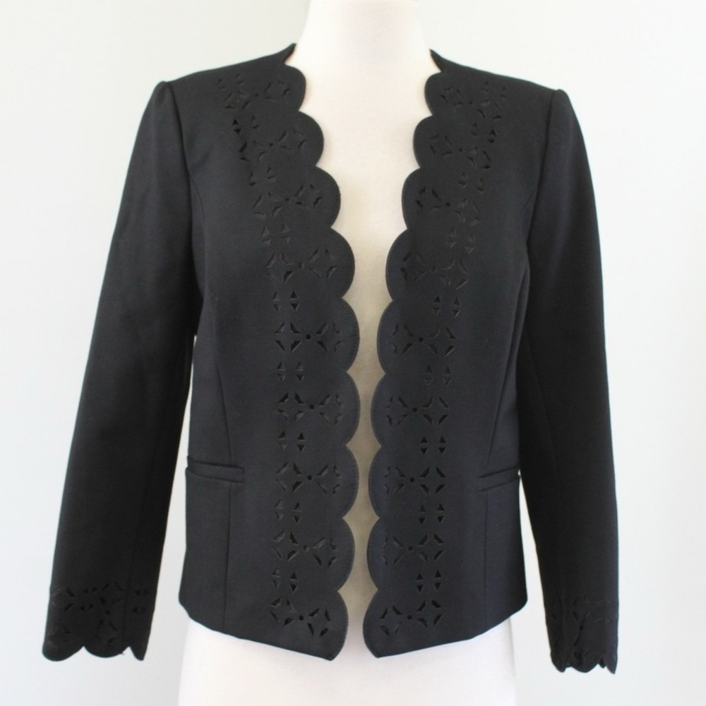 Banana Republic Black Blazer with Scalloped Edge